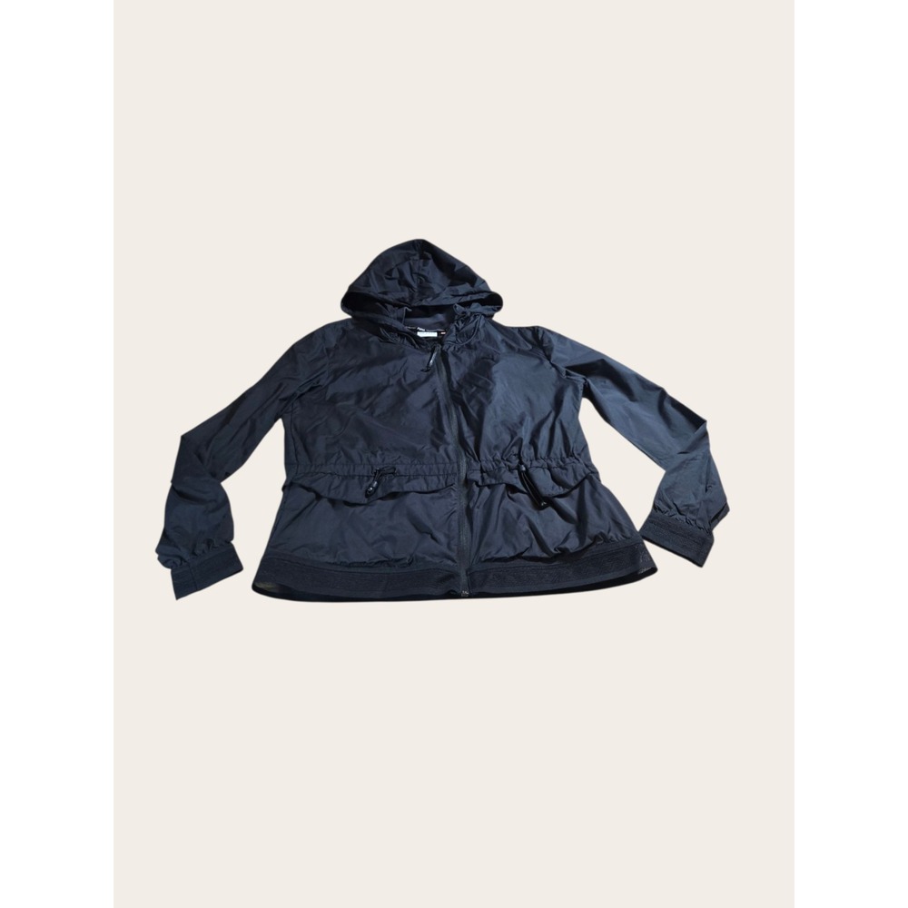 Puma Light Weight Jacket Womens Black Hooded Full Zip Pockets Breathable Sz XS